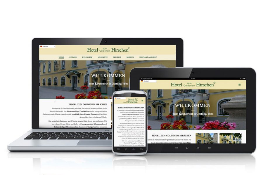 Homepage Hotel Hirsch - Webdesign: most-media.at // Domain- & Webhosting KraftCom