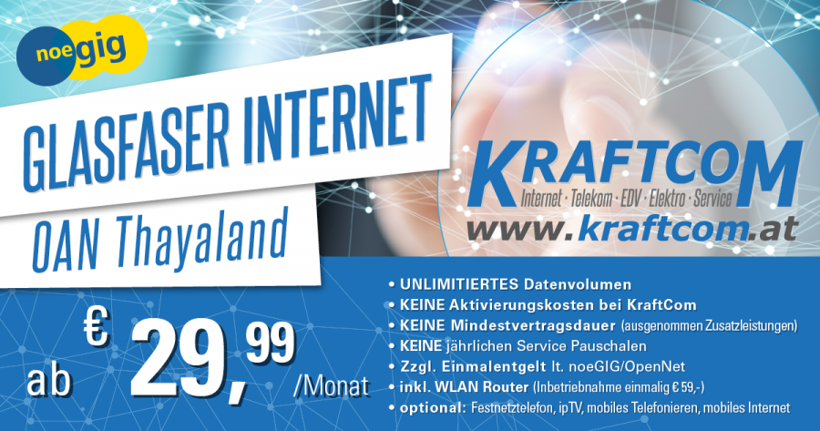 Glasfaser Internetanschluss im OAN Zukunftsraum Thayaland ab € 29,99/Monat